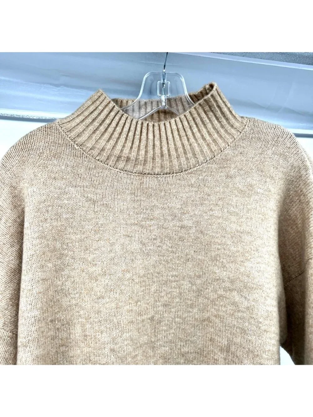 Double Zero Womens Knit Sweater Tan Mock Neck Size Large